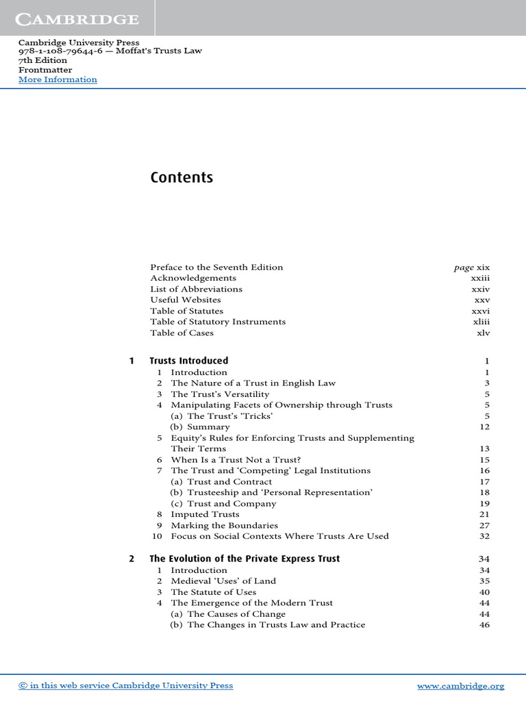 Moffat's Trusts Law: 7th Edition Overview | PDF | English Trust Law ...