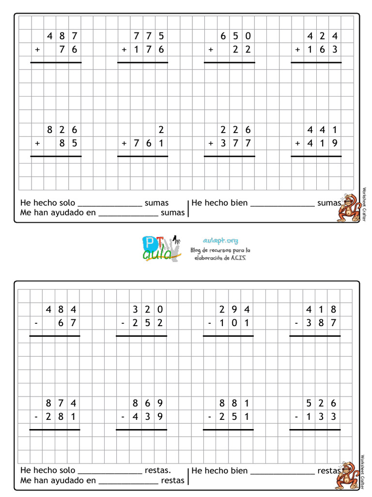 Cuaderno Sumas y Restas Con Llevadas | PDF