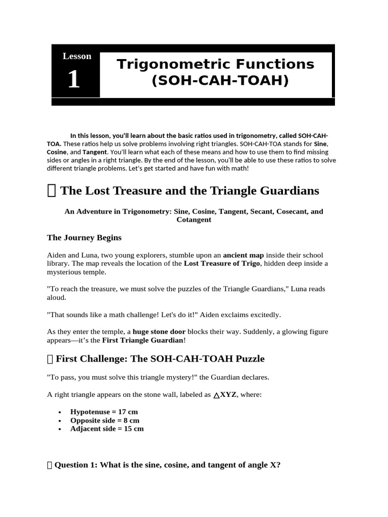 Trigonometric Functions: SOH-CAH-TOA Guide | PDF | Trigonometric ...