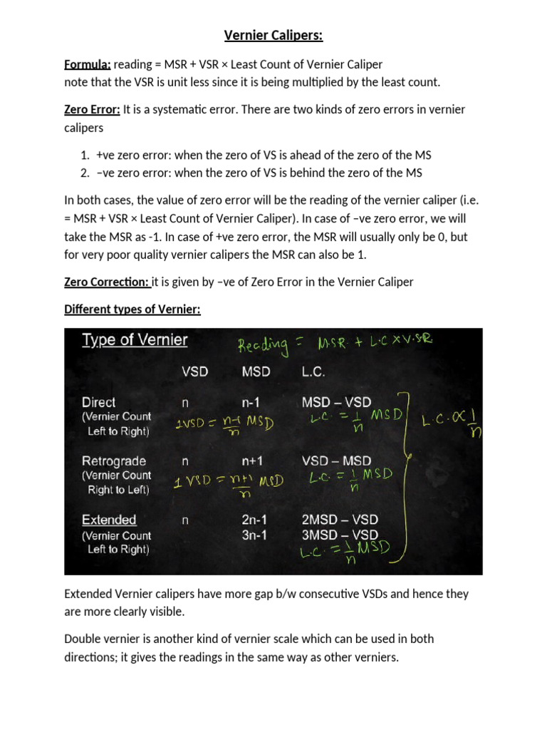 Understanding Vernier Calipers and Errors | PDF | Observational Error