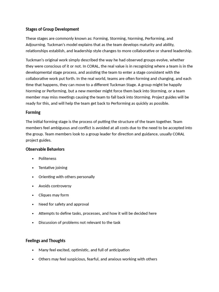 Stages of Group Development | PDF | Leadership | Creativity