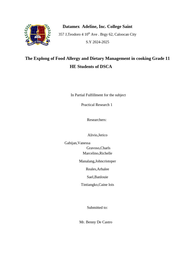 Food Allergy Management in Cooking Class | PDF | Allergy | Food Allergy