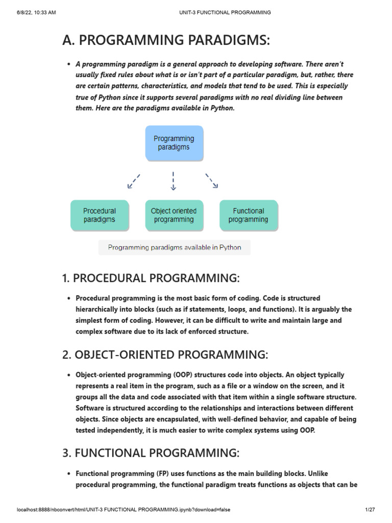 UNIT-3 FUNCTIONAL PROGRAMMING | PDF | Object Oriented Programming ...