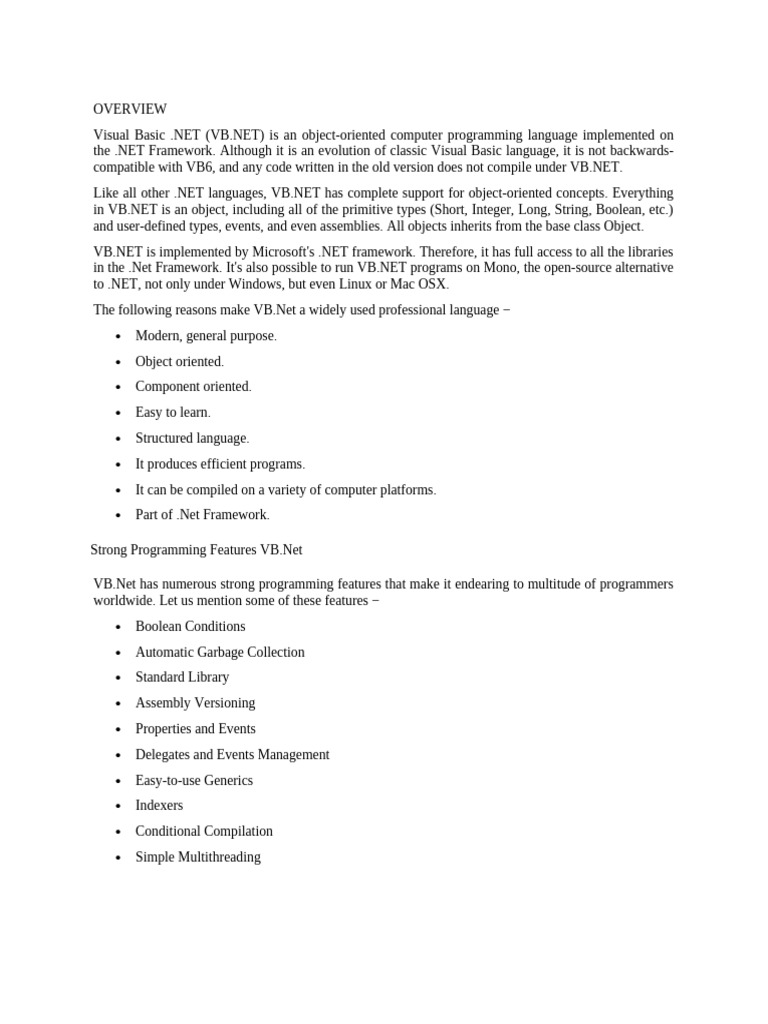 Introduction to VB.NET Programming | PDF | Data Type | Variable ...