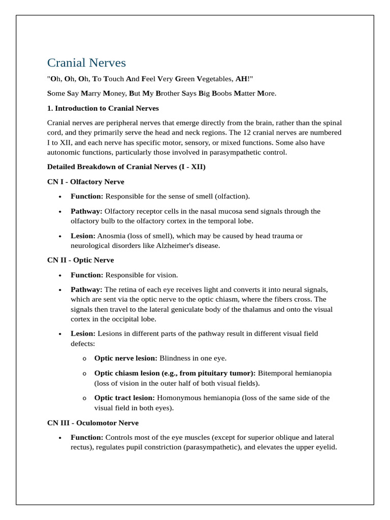 Cranial Nerves | PDF | Brainstem | Neuroanatomy