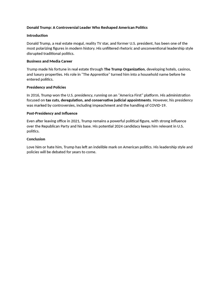 Trump Impact On American Politics Pdf