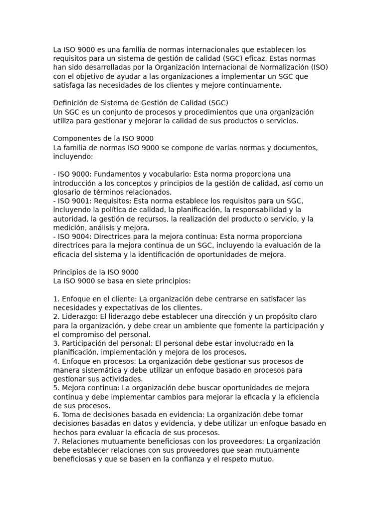 Guía Completa sobre ISO 9000 y SGC | PDF | Calidad (comercial ...