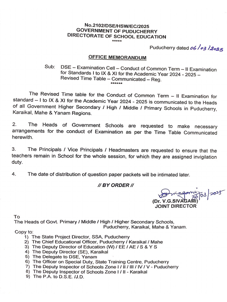 Revised Term-Ii Time Table 2025 | PDF