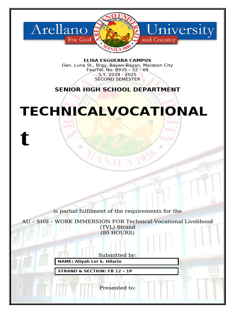 Work Immersion Report for TVL Strand | PDF