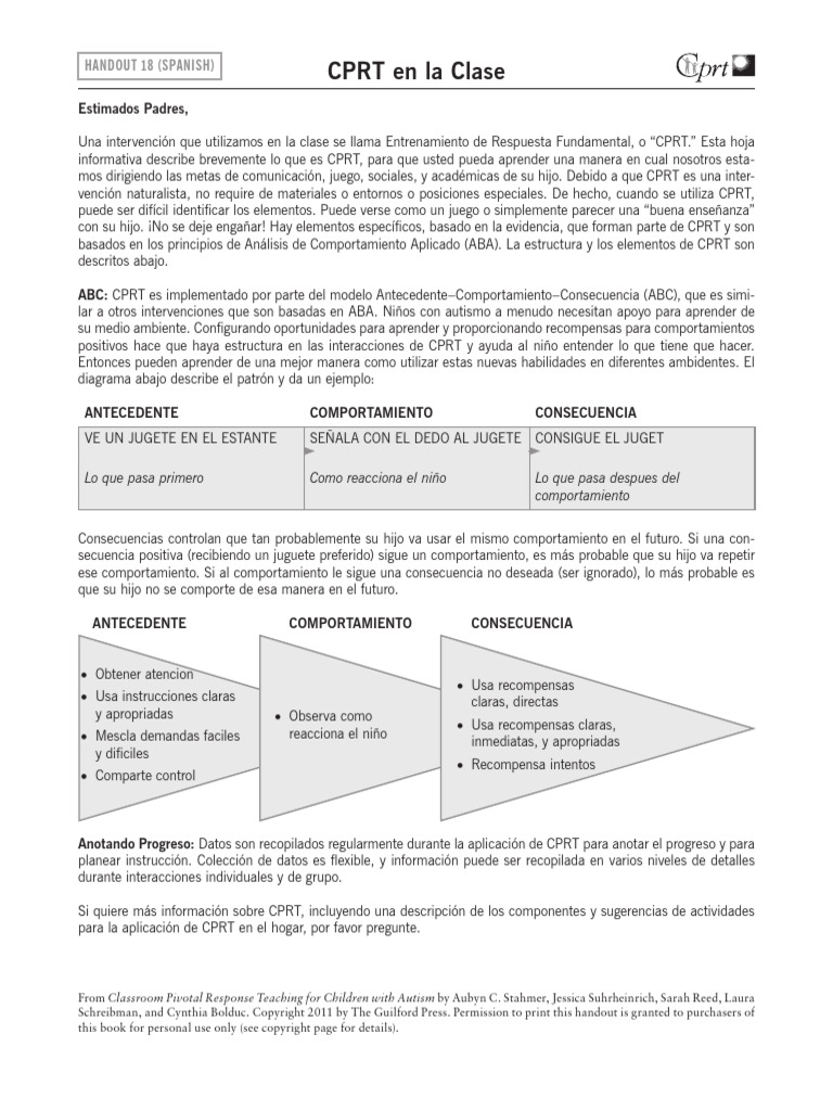 Tabla CPRT en La Clase | PDF | Comportamiento | Ciencias del comportamiento