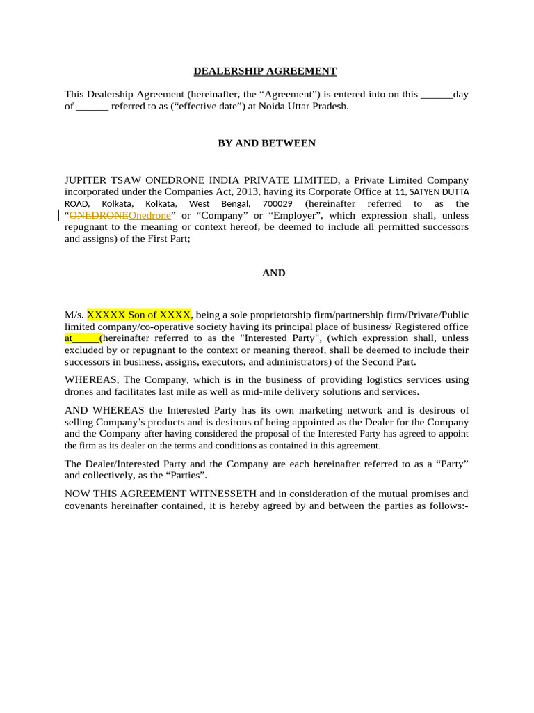 Dealership Final Agreement | PDF | Arbitration | Indemnity