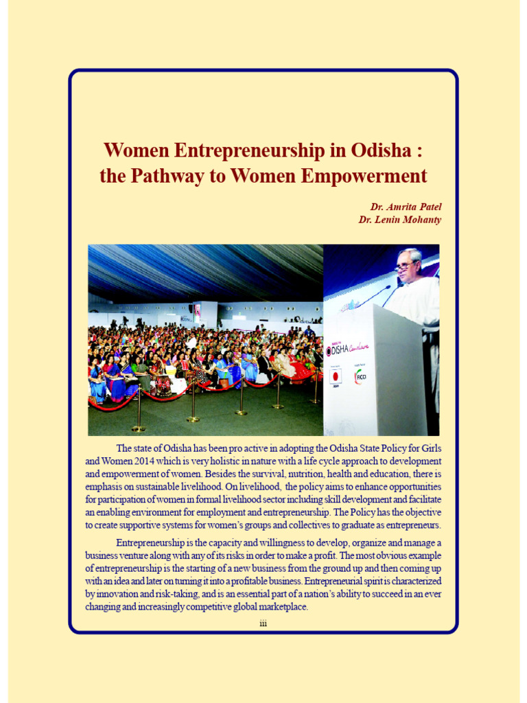 Women Entrepreneurship in Odisha: Empowerment Pathways | PDF ...