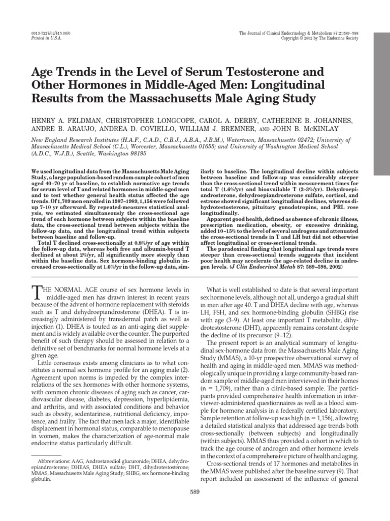 Age Trends in The Level of Serum Testosterone and Other Hormones | PDF ...
