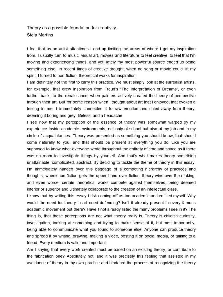Theory's Role in Artistic Creativity | PDF | Theory | Cognition