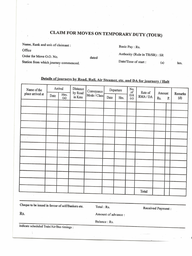 Temp Duty Final Claim | PDF | Payments | Money