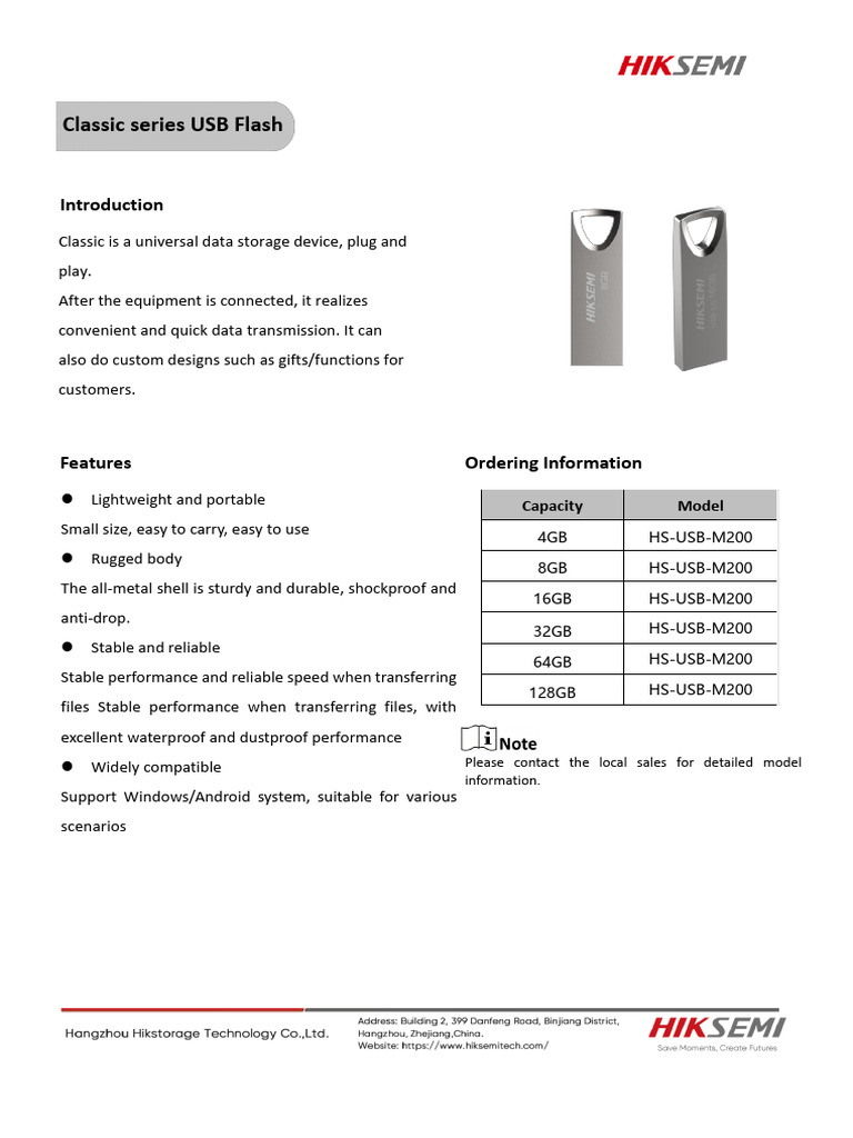 Classic Series USB Flash Drive Overview | PDF | Usb | Computer Architecture