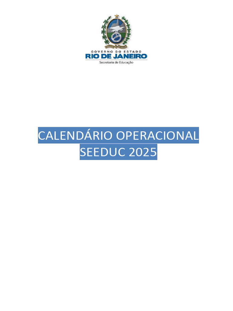 Calendário Escolar SEEDUC 2025 | PDF | Educação Especial | Pedagogia