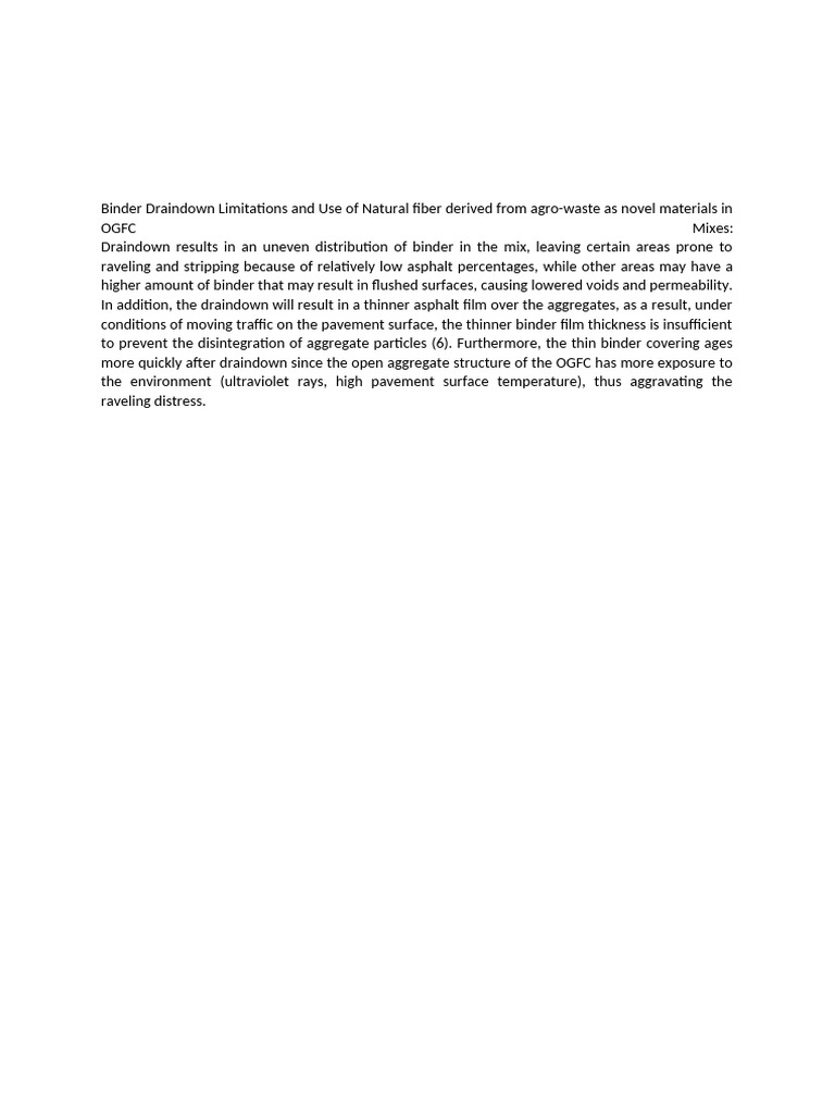 Binder Draindown in OGFC Mixes Explained | PDF