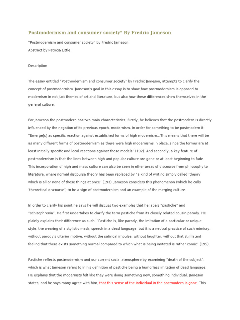 Postmodernism's Impact on Consumer Culture | PDF | Postmodernism ...