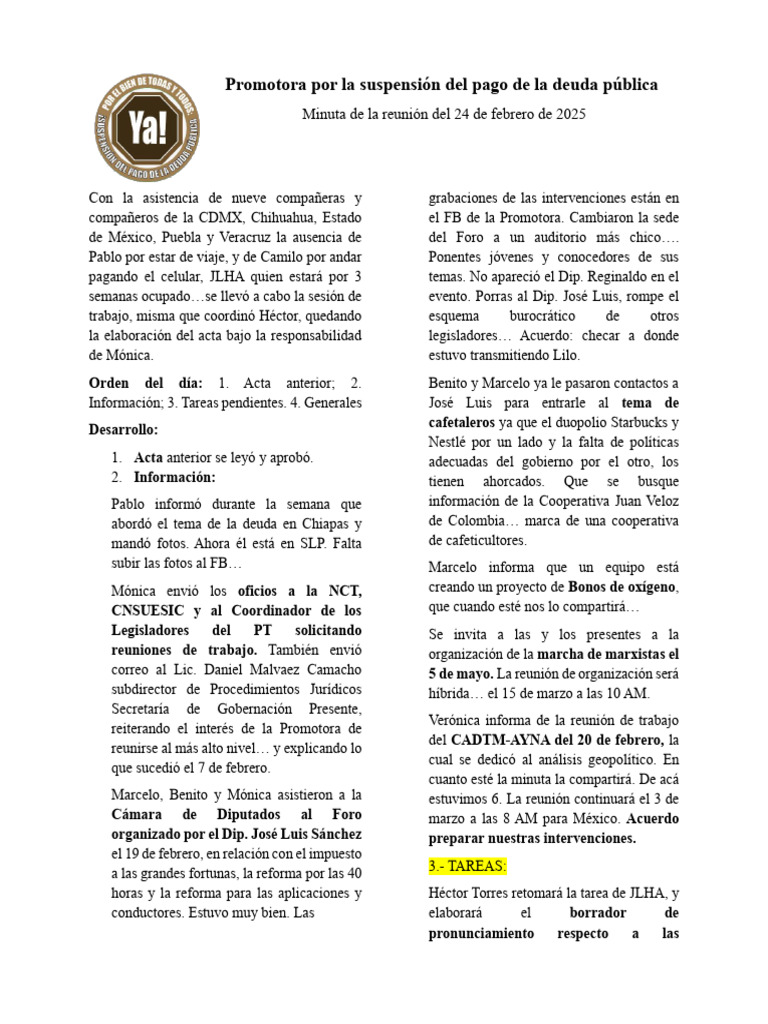 Promotora: Reunión sobre deuda pública | PDF