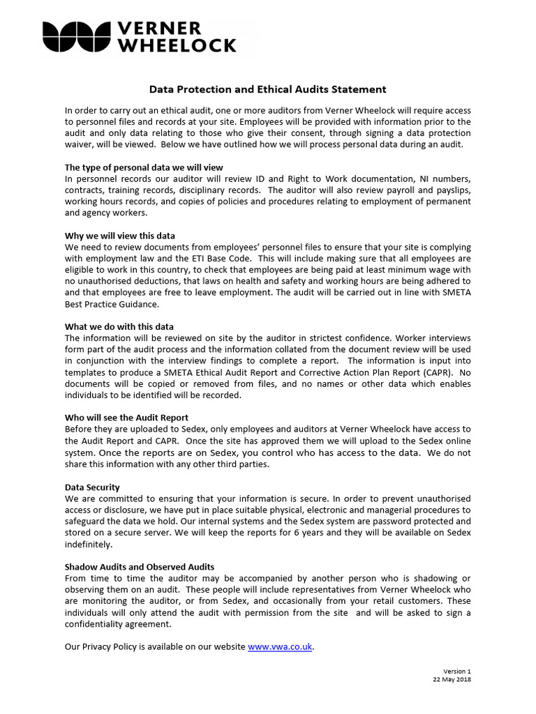 Ethical Audit Data Protection Guidelines | PDF | Employment | Audit