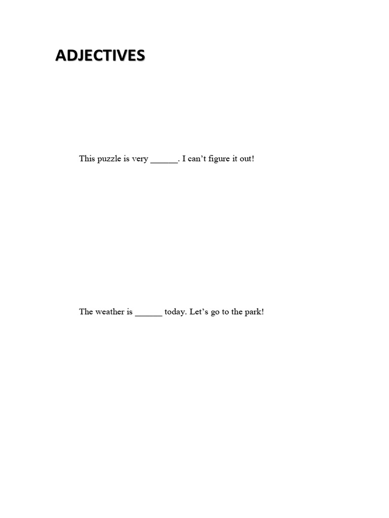 Adjective Usage Practice Exercises | PDF