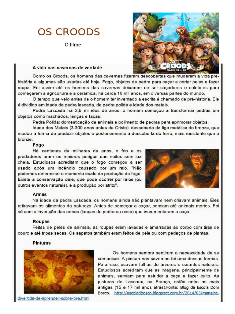 Os Croods: Resumo do Filme | PDF