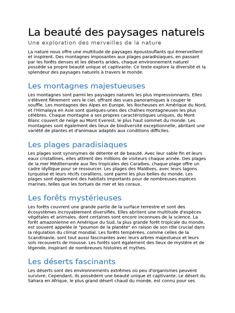 Merveilles des paysages naturels | PDF | Désert | Montagnes