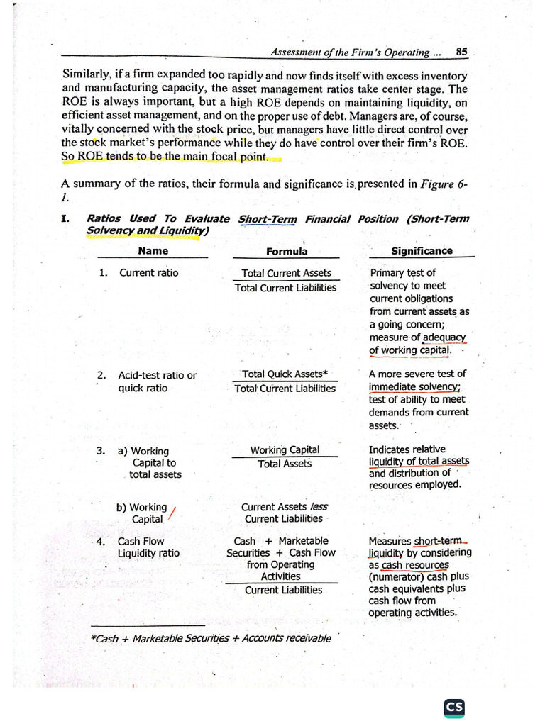 Financial Ratio Formulas | PDF