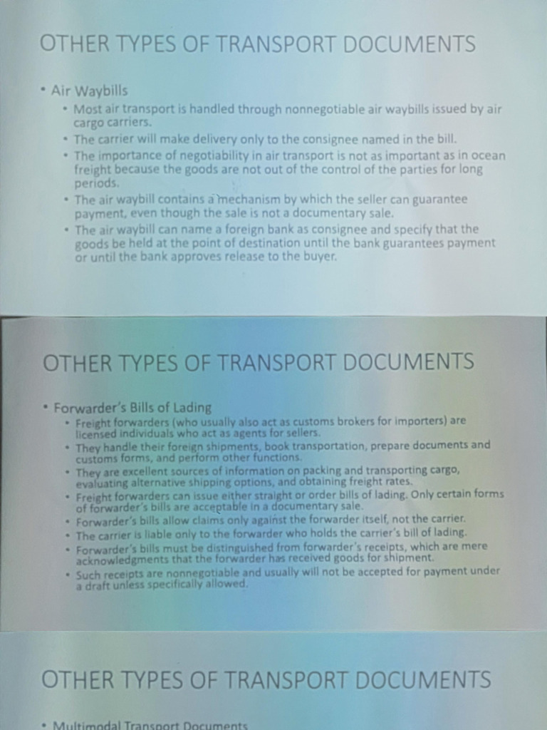Types of Transport Documents Explained | PDF | Cargo | Supply Chain ...