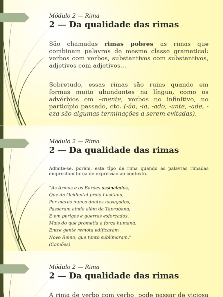 Qualidade das Rimas na Poesia | PDF