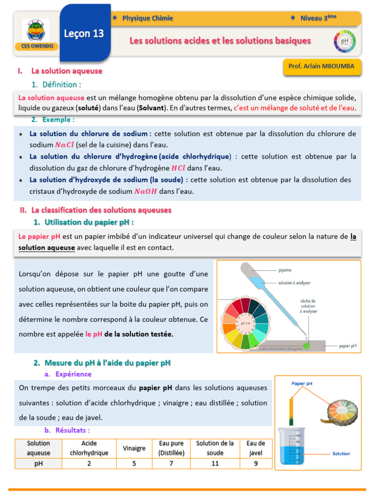 Solutions acides et basiques en chimie | PDF | Ph | Acide