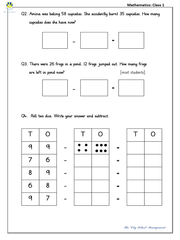 Class 1 Math Problems and Solutions | PDF