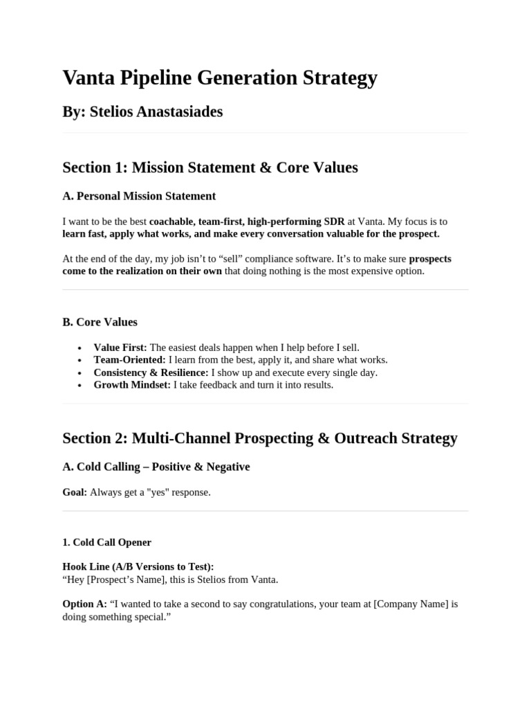Vanta Pipeline Generation Strategy | PDF | Sales | Linked In