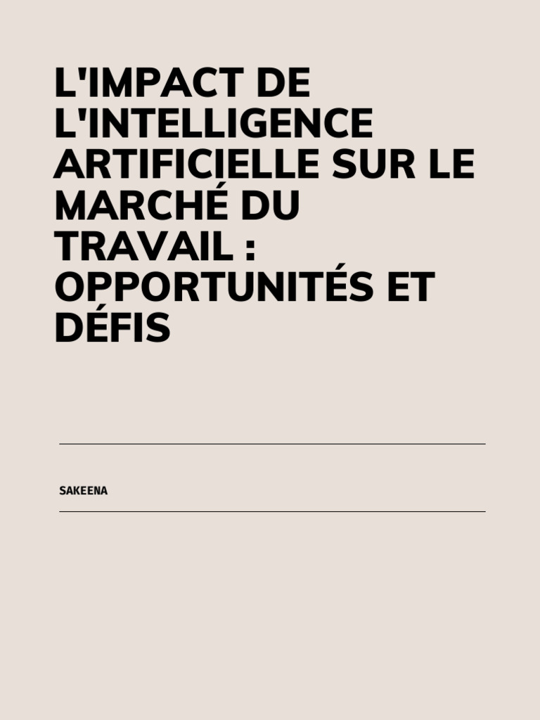Impact de l'IA sur l'emploi : enjeux clés | PDF | Intelligence ...