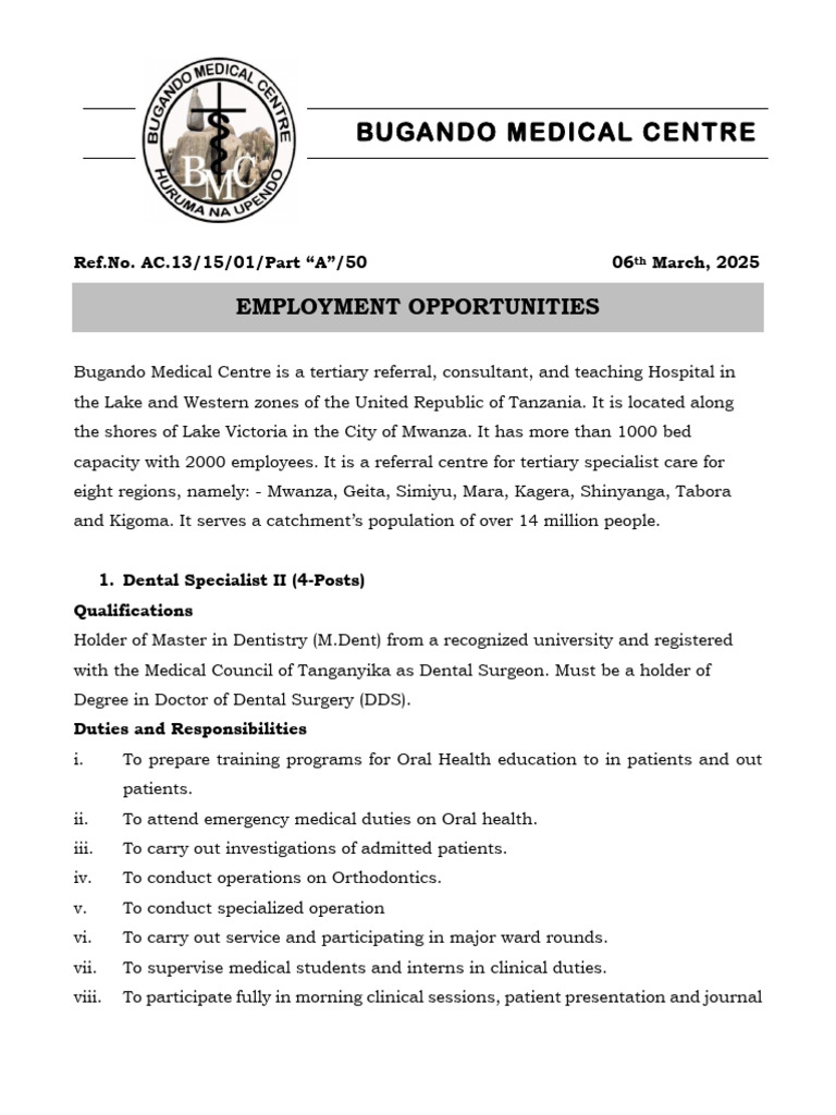wf-BUGANDO VACANCIES MARCH 2025 | PDF | Physical Therapy | Medical School