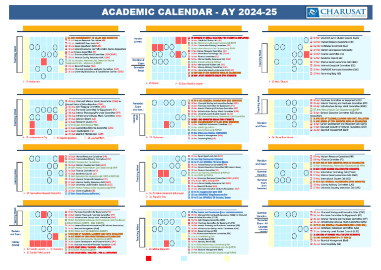 CHARUSAT Academic Calendar 2024-25 | PDF | Academic Term | Educational ...