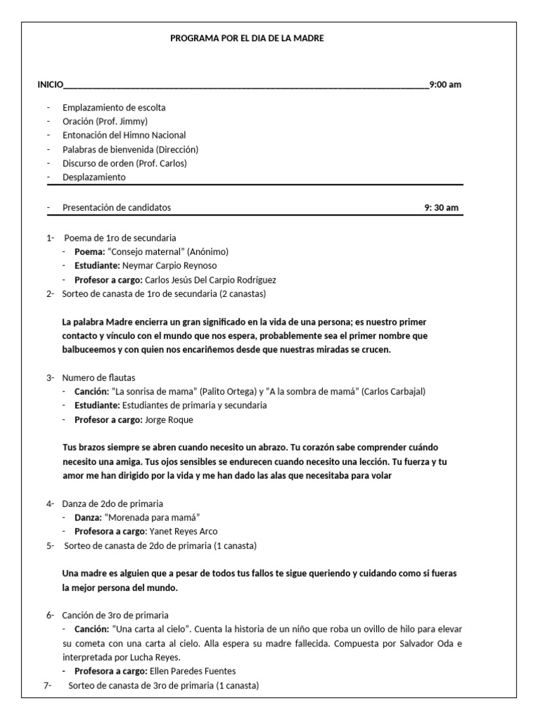 Programa Dia de La Madre | PDF | Las artes escénicas