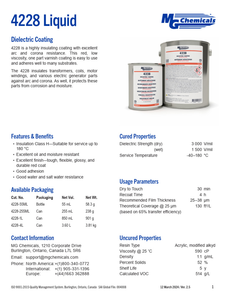 Dielectric Coating 4228 Specifications | PDF | Varnish | Materials