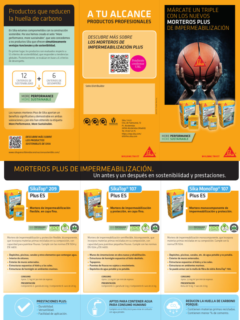 Triptico Sika Morteros Plus | PDF | Hormigón | Agua