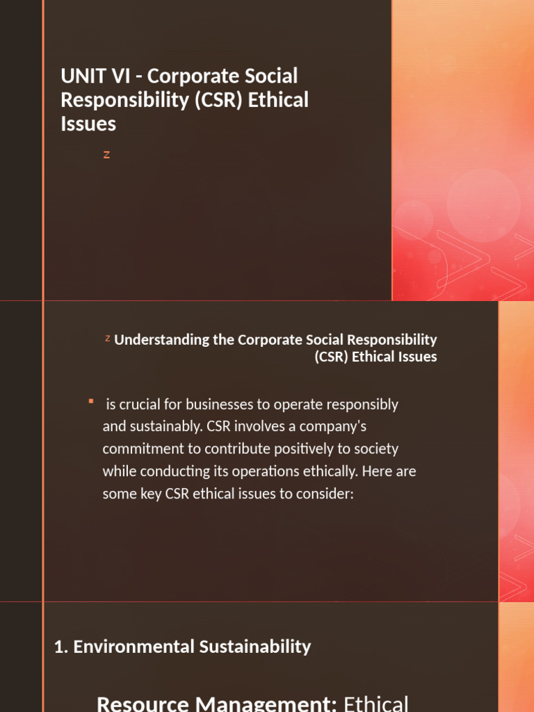 UNIT VI - Corporate Social Responsibility (CSR | PDF | Corporate Social ...