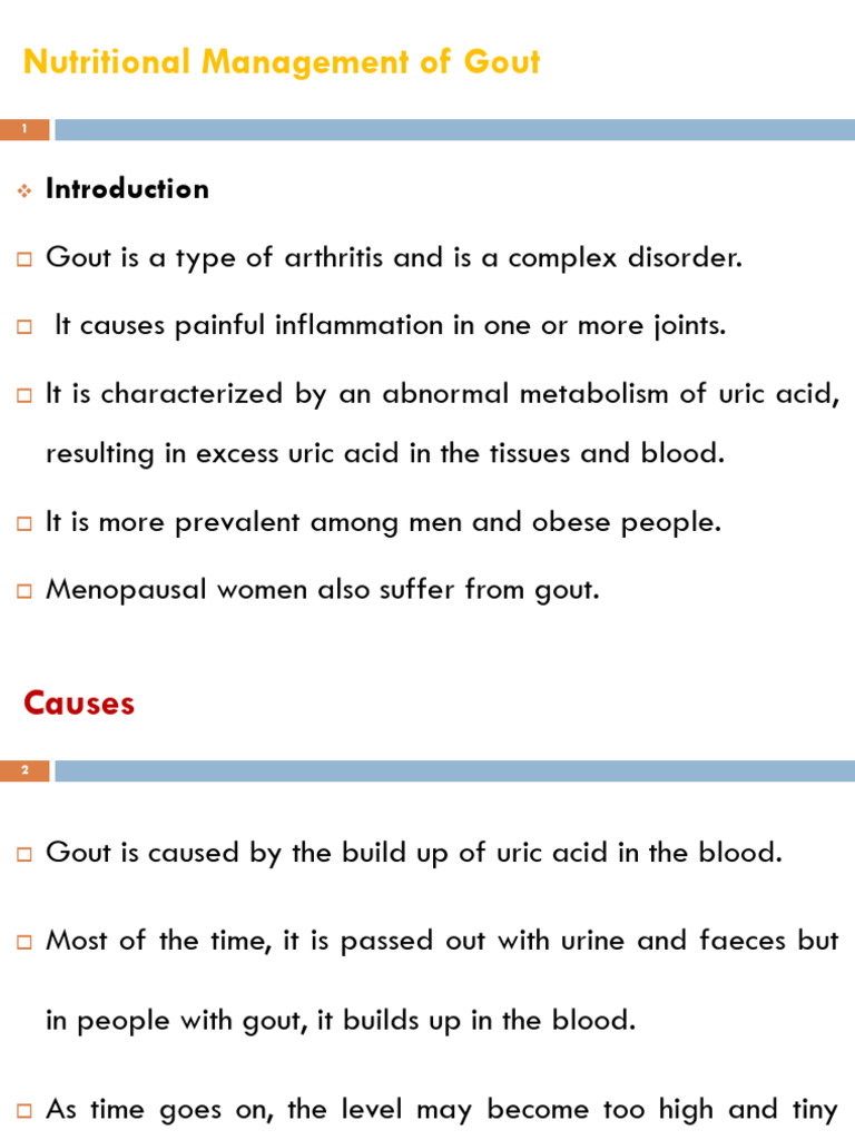 Lecture 5 - Nutritional Management of Gout-1 | PDF | Gout | Medical ...