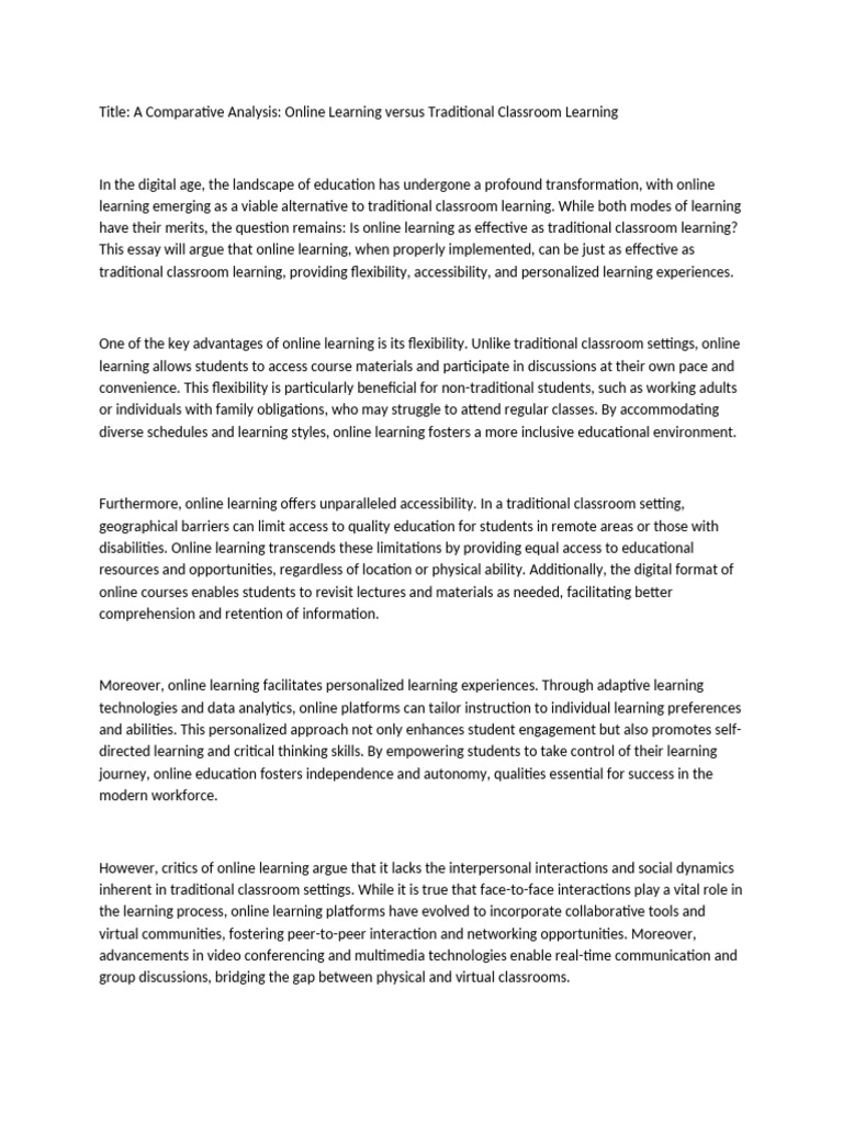 Title - A Comparative Study | PDF | Educational Technology | Learning