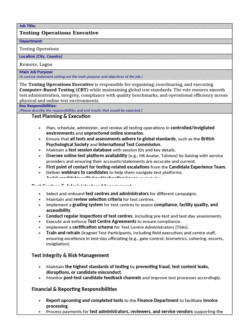 Testing Operations Executive Overview | PDF | Regulatory Compliance ...