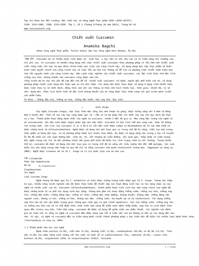 Extraction of Curcumin PDF | PDF