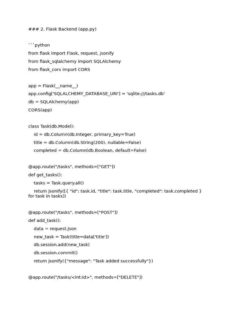 Flask Task Management API Code | PDF