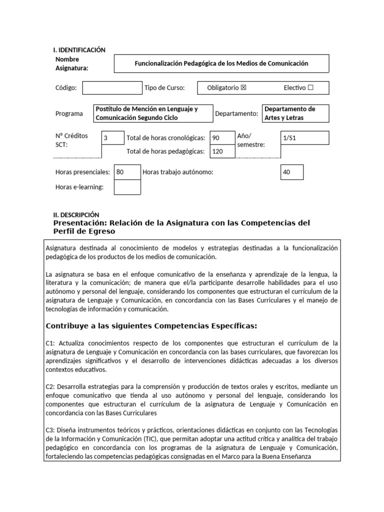 Funcionalización Pedagógica en Comunicación | PDF | Plan de estudios ...