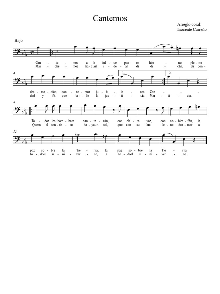 04) Anónimo - Cantemos (Carreño) - Bajo | PDF