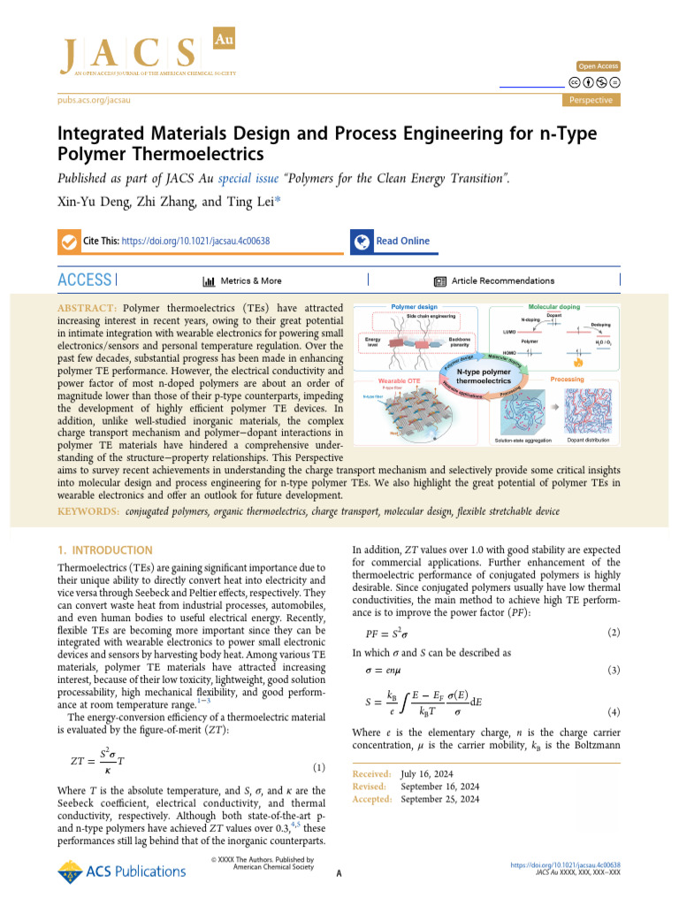 n-Type Polymer Thermoelectrics Insights | PDF | Polymers | Doping ...