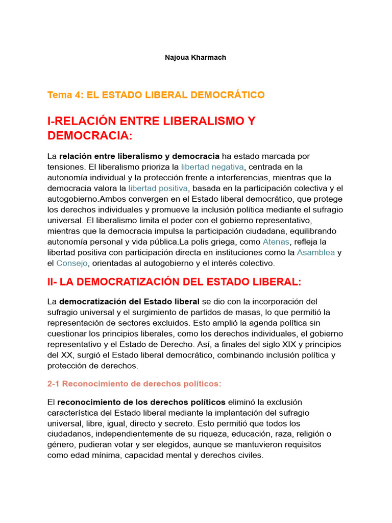 Liberalismo y Democracia en el Estado Moderno | PDF | Democracia ...